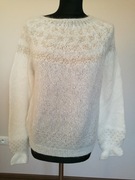 Sweter Wełna Moher Zdobiony Lekki Nowy R S M Ciepły Luksusowy 