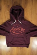 Bluza Superdry r. 40 bordowa damska z kapturem przez głowę bawełna 
