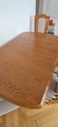 DREWNIANY ROZKŁADANY STÓŁ Z KRZESŁAMI, blat 120cm(200)cm x 80cm