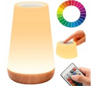 LAMPKA NOCNA LED WIELOKOLOROWA USB PILOT DOTYKOWA ŁADOWANA 13 KOLORÓW