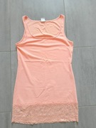 Pomarańczowy top, bokserka w kolorze pomarańczowym z koronką