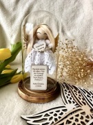 Aniołek w szkle szklana kopuła prezent na Komunię Chrzest personalizowany