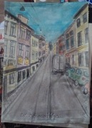 Kraków, ul. Starowiślna, rysunek pastelami