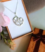 Naszyjnik Dla Mamy - serce z cyrkoniami - srebro 925