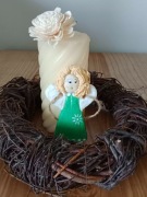 Aniołek dekoracyjny ręcznie robiony masa solna zielony