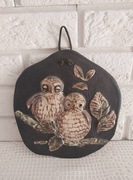 Sowy ceramiczny dekor ścienny. 