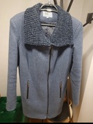 Kurtka zimowa jesienna granatowa niebieska poliester wełna rozm 42