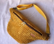 Nerka fannypack torebka sztruksowa musztardowa żółta handmade