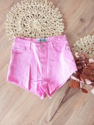 diy różowe jeansowe dzinsowe krótkie spodenki z wysokim stanem 38M 36S