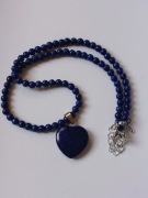 Naszyjnik wisiorek lapis lazuli naturalny kamień serce vintage retro 