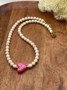 Naszyjnik handmade ~ biały turkus ~ hematyt ~ serce 