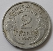Moneta 2 franki z 1947 roku