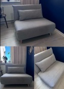 Fotel rozkładany wypoczynkowy do spania Spike Signal szary drewniane nogi