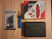 Zestaw narzędzi wkrętarka elektryczna, śrubokręt, bity i wiertła 1/4"