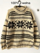 Wełniany góralski sweter wzory handmade rękodzieło ciepły gruby