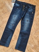 Jeansy męskie , spodnie granatowe przecierane RWX Denim 38
