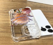 Etui, plecy, case iphone 13 pro kwiatki, przezroczysty 