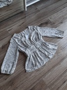 Damska lekka bluzka dekolt w serek motyw zwierzęcy zebra TopShop 36 vintage