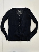 Sweterek rozpinany kardigan czarny z koronką na plecach wiskoza #1713