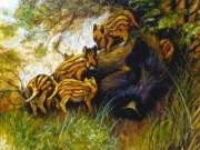 Obraz olejny Locha z psiakami 