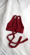top bordo na pole dance wiązany paski biustonosz S