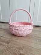 Duży koszyk z wikliny, Różowy koszyk na święconkę, koszyk, Wielkanoc