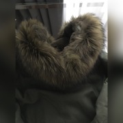 Parka zielona-futro naturalne duże jenot