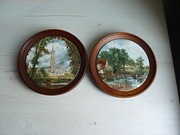 obrazy porcelana w drewnie Anglia 2 szt