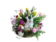 Stroik wielkanocny na stół zajączki 32 cm rękodzieło  prezent