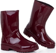 KALOSZE BŁYSZCZĄCE BOTKI SZTYBLETY BORDOWE 38