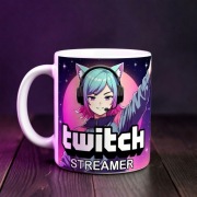 Smieszny prezent dla streamera kubek stream twich subskrybuj catgirl  anime