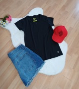 Czarny t-shirt damski Seven for 7 rozmiar L sportowy na krótki rękawek