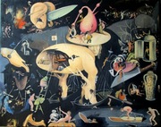 "Ogród ziemskiej rozkoszy",w/g H.Boscha./100x80cm/