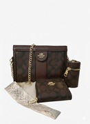 SALE ! Coach zestaw 4 w 1 torebka porfel brelok wstążka damska na łańcuszku