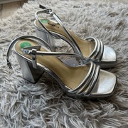 srebrne sandałki na słupku 37 nowe lola Cruz buty na obcasie sylwester