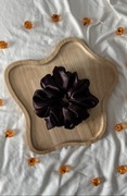 Satynowa gumka scrunchie L ciemna czekolada/brąz elegancka ozdoba do włosów
