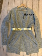 Długi moherowy szary kardigan