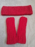 Opaska mitenki czerwone komplet handmade boho wiosenny  zestaw damski