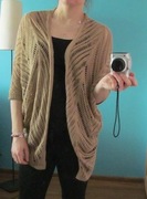 Brązowa narzutka, wdzianko z dzianiny, kardigan brązowy, karmelowy