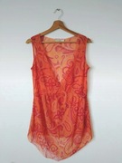 Wzorzysta tunika boho hippie pomarańczowa bluzka oversize 36 S