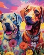 5D DIY Haft diamentowy Dwa psy