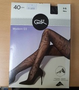 RAJSTOPY WZÓR GATTA 40 DEN CZARNE NERO 2-S