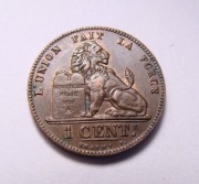 Belgia 1 centym 1901 GES PIĘKNA! RZADKA w tym STANIE!