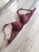 Bordowy stanik biustonosz z koronką nowy rozmiar 75C