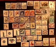 Zestaw znaczków z lat 50. Cena za komplet, ok 80 szt. 