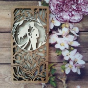 Drewniane pudełko na pieniądze - ślub, prezent dla pary młodej