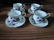 Royal Rose Bone China filiżanka ze spodkiem fioletowe fiołki England