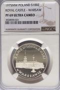 100 ZŁ PRL 1975 ZAMEK KRÓLEWSKI w WARSZAWIE NGC PF69 ! PIĘKNY