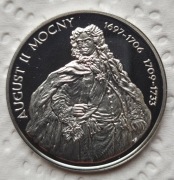 Moneta 10 zł 2005 r August II Mocny półpostać, folder