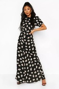 Długa sukienka Boohoo maxi taliowana retro vintage